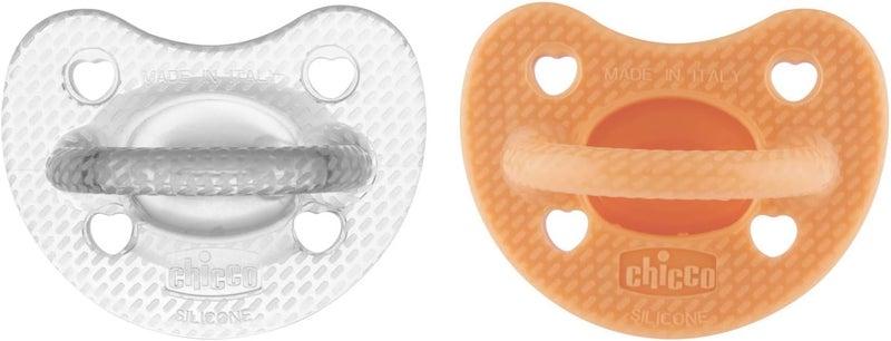 Chicco PhysioForma Luxe Soft Silicone Soother 6-16m (2 pcs), Orange/Transparent - Image 1
